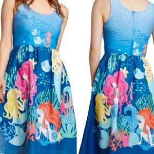 ModCloth Retrolicious Blue Pink Seahorse Ocean Sea Mod Mermaid Dress